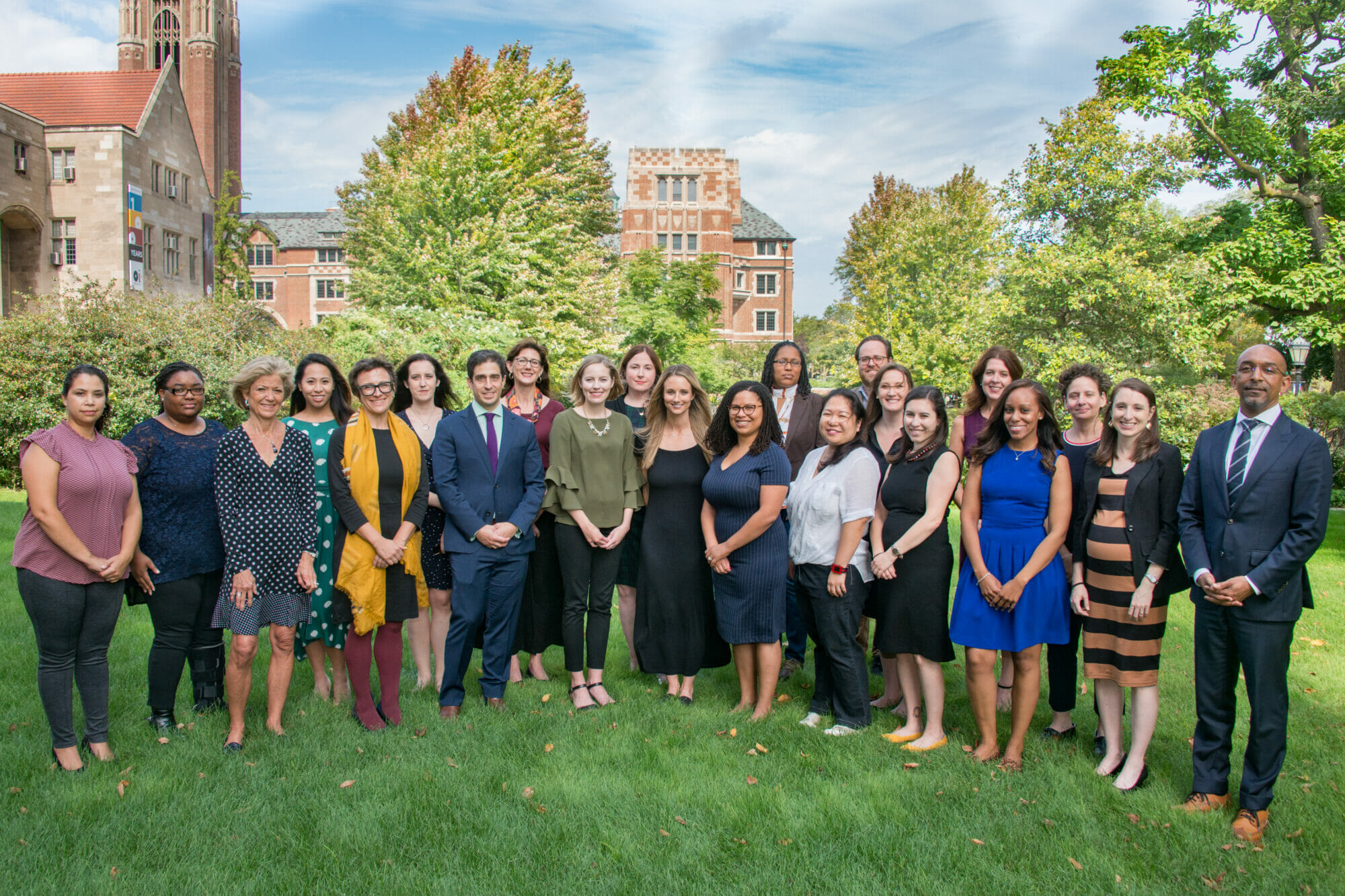 The UChicago GRAD team gathers together on the main quadrangle.